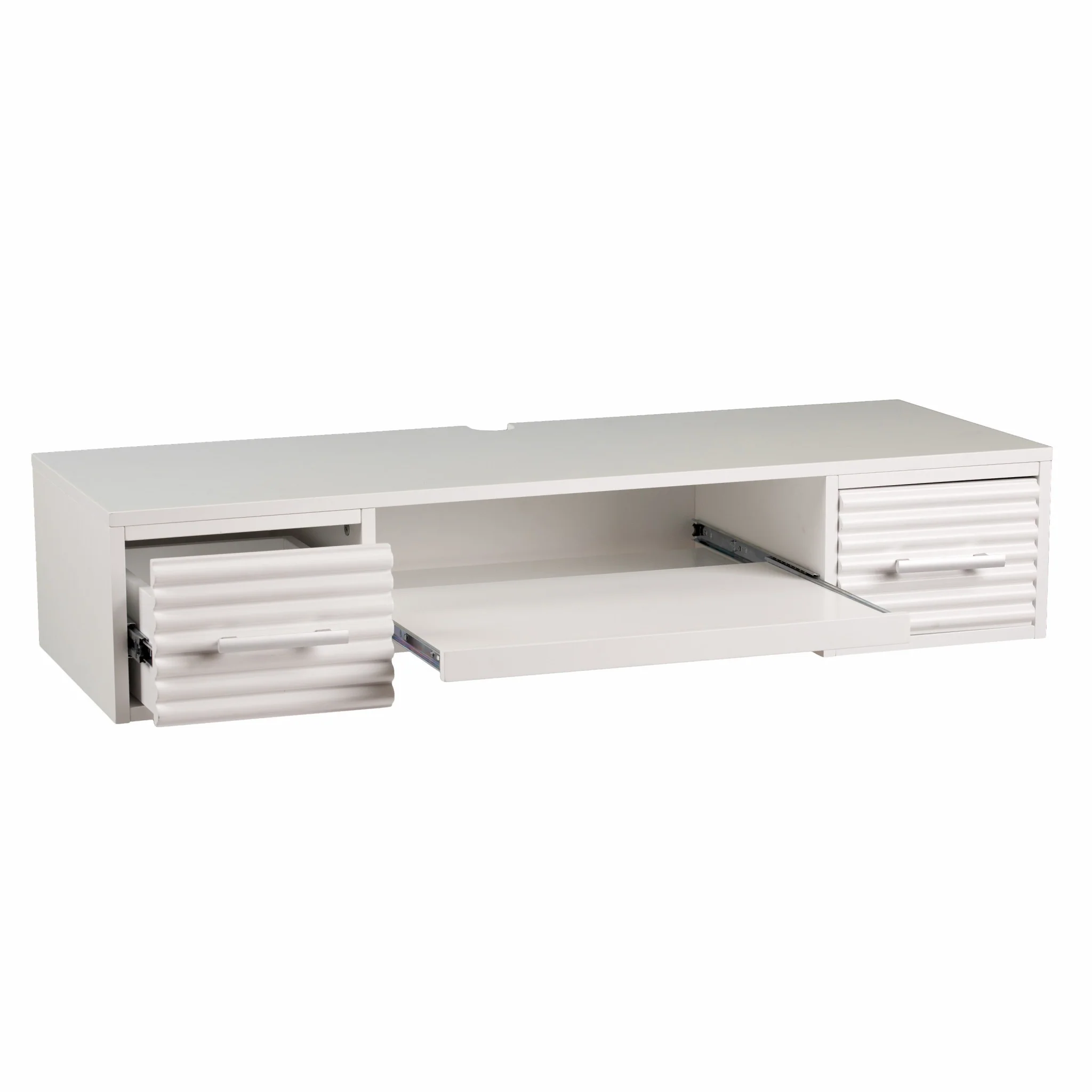 White Wall Mount Desk with Drawers By Homeroots - Image 6