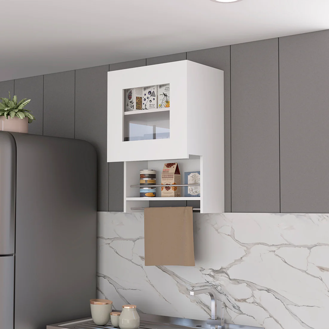 White Wall mounted Accent Cabinet With One Shelf By Homeroots - Image 8