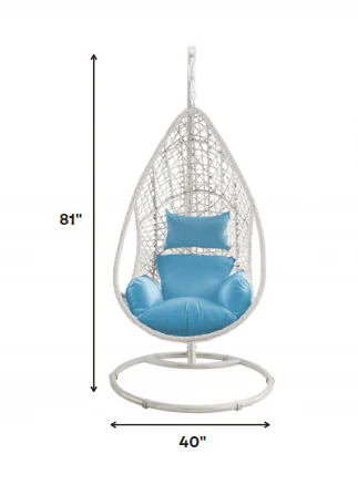 White Wash Hanging Egg Chair By Homeroots - Image 2