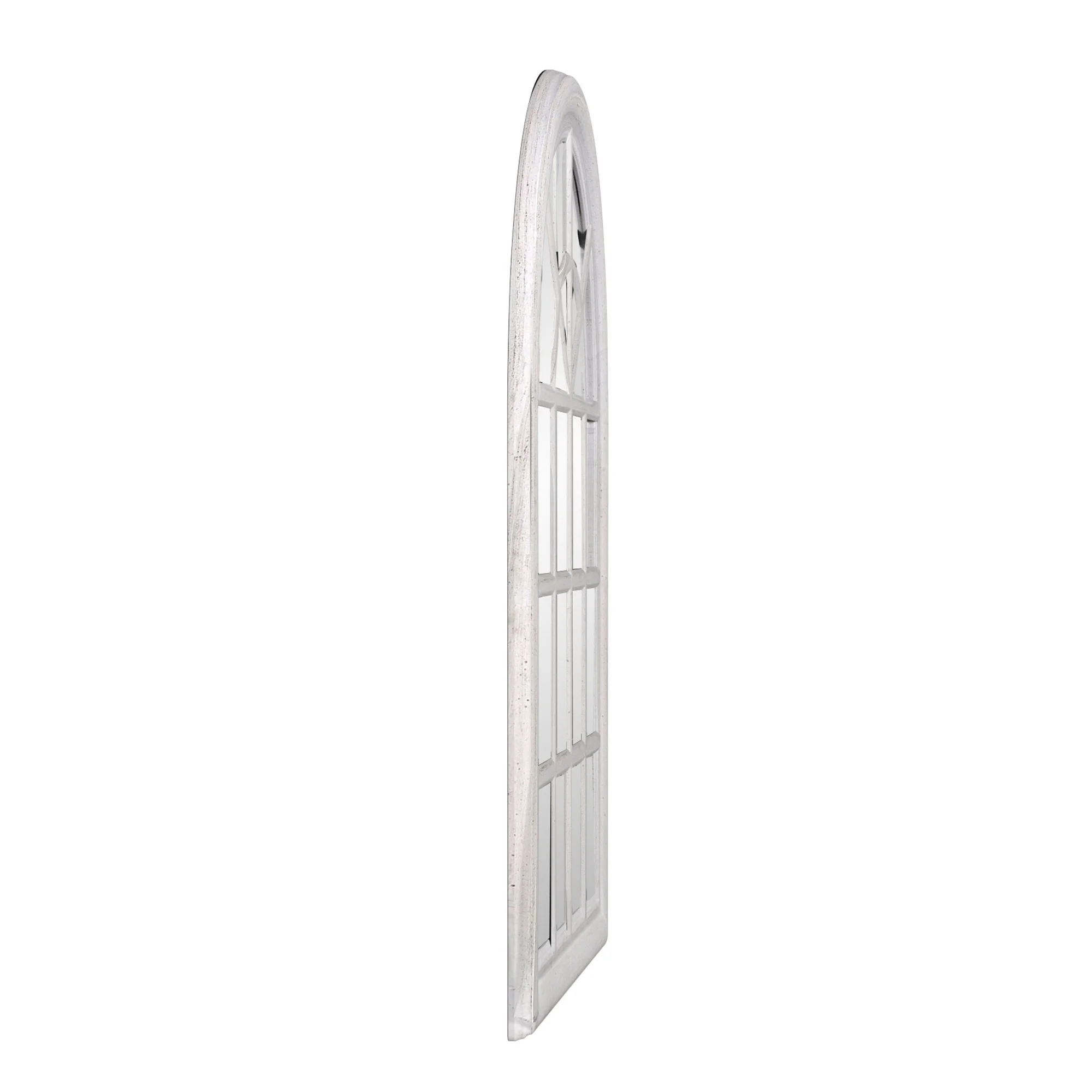White Washed Mirror with Arched Panel Window Design By Homeroots - Image 4