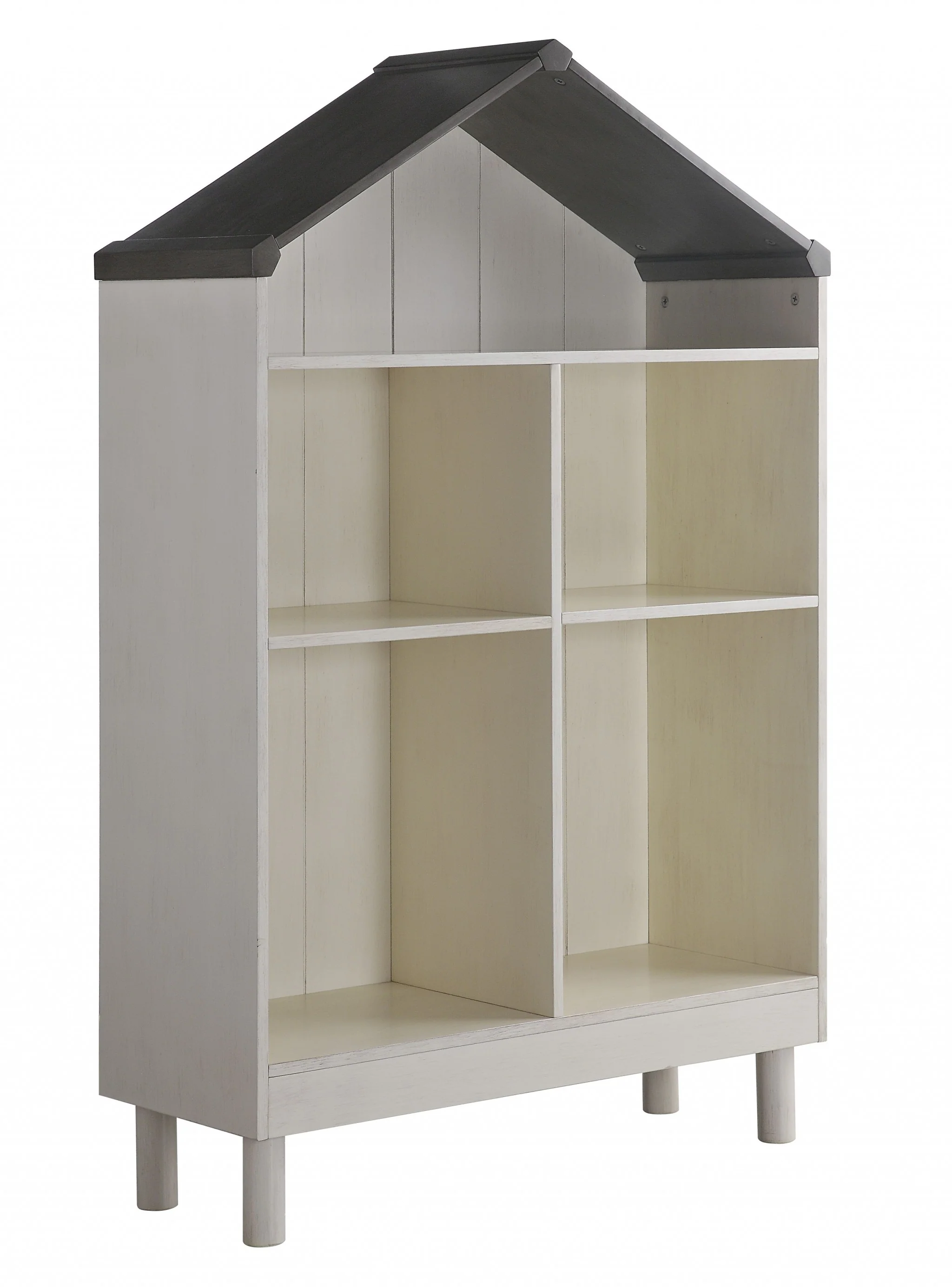 White Weathered Finish Bookcase With Gray Top By Homeroots - Image 2