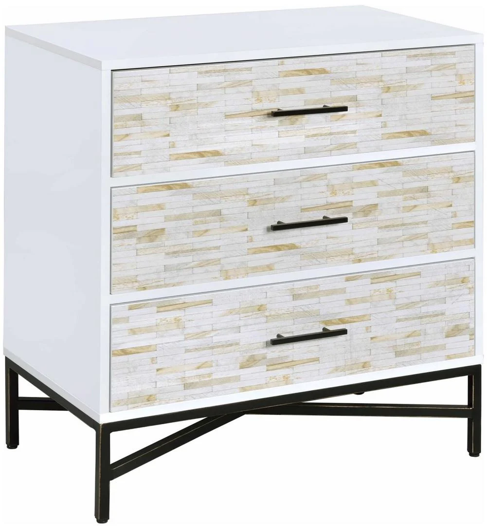 White Weathered Wood Pattern Nightstand By Homeroots - Image 2