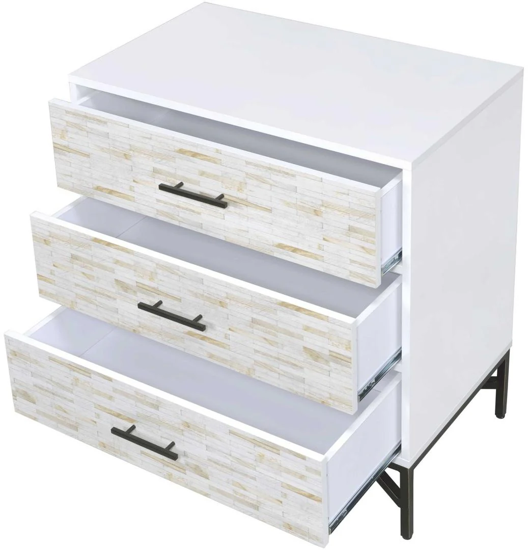 White Weathered Wood Pattern Nightstand By Homeroots - Image 3