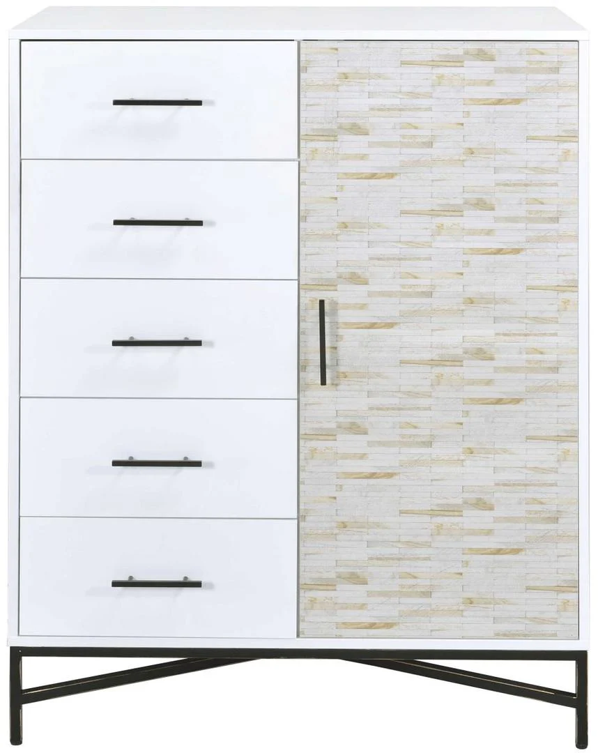 White Weathered Wood Pattern Wardrobe By Homeroots - Image 2