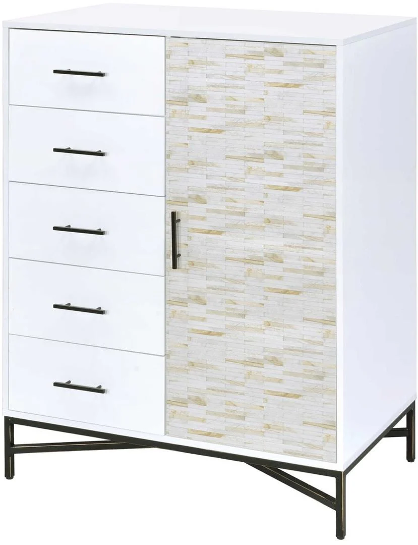 White Weathered Wood Pattern Wardrobe By Homeroots - Image 3