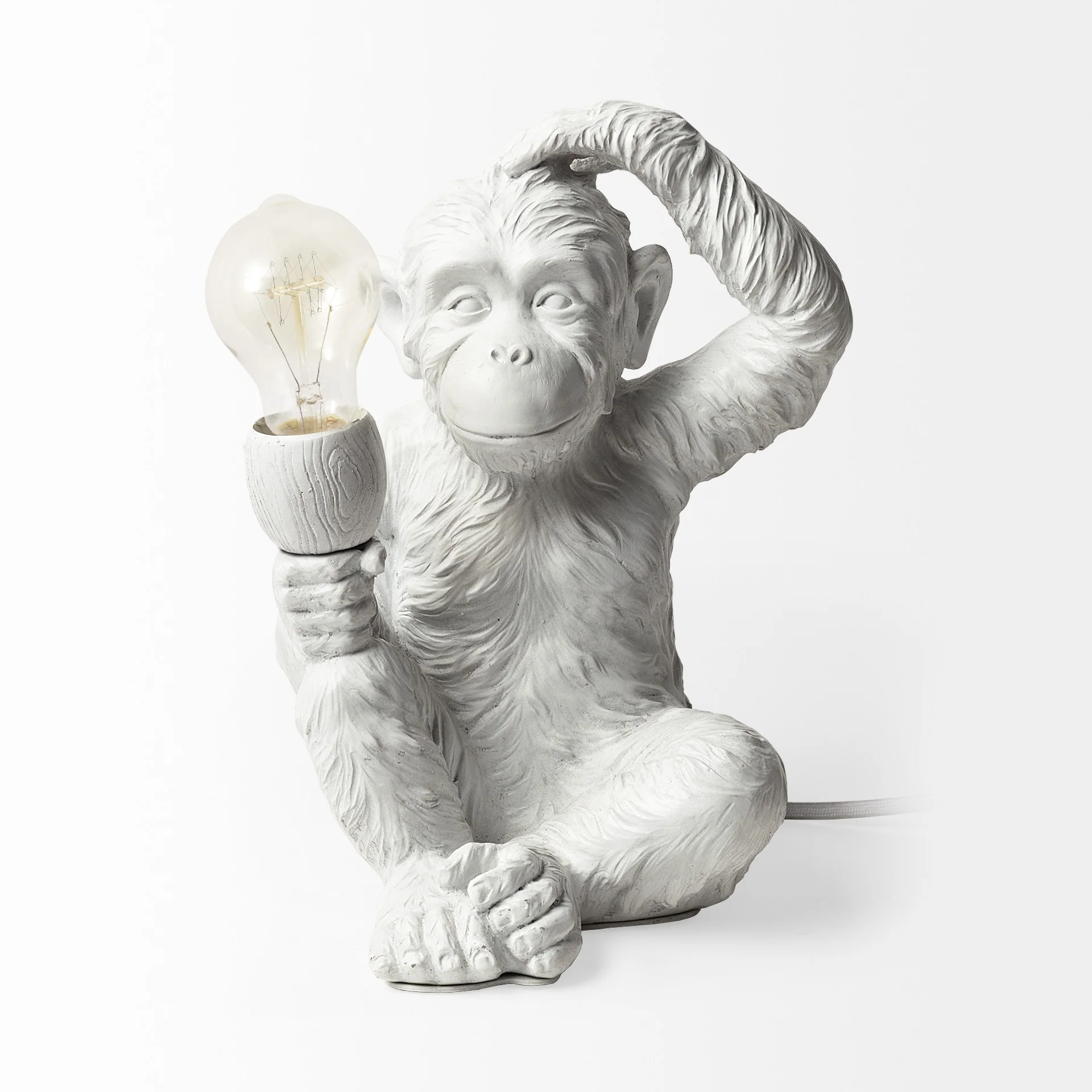 White Whimsical Monkey Table or Desk Lamp By Homeroots - Image 2