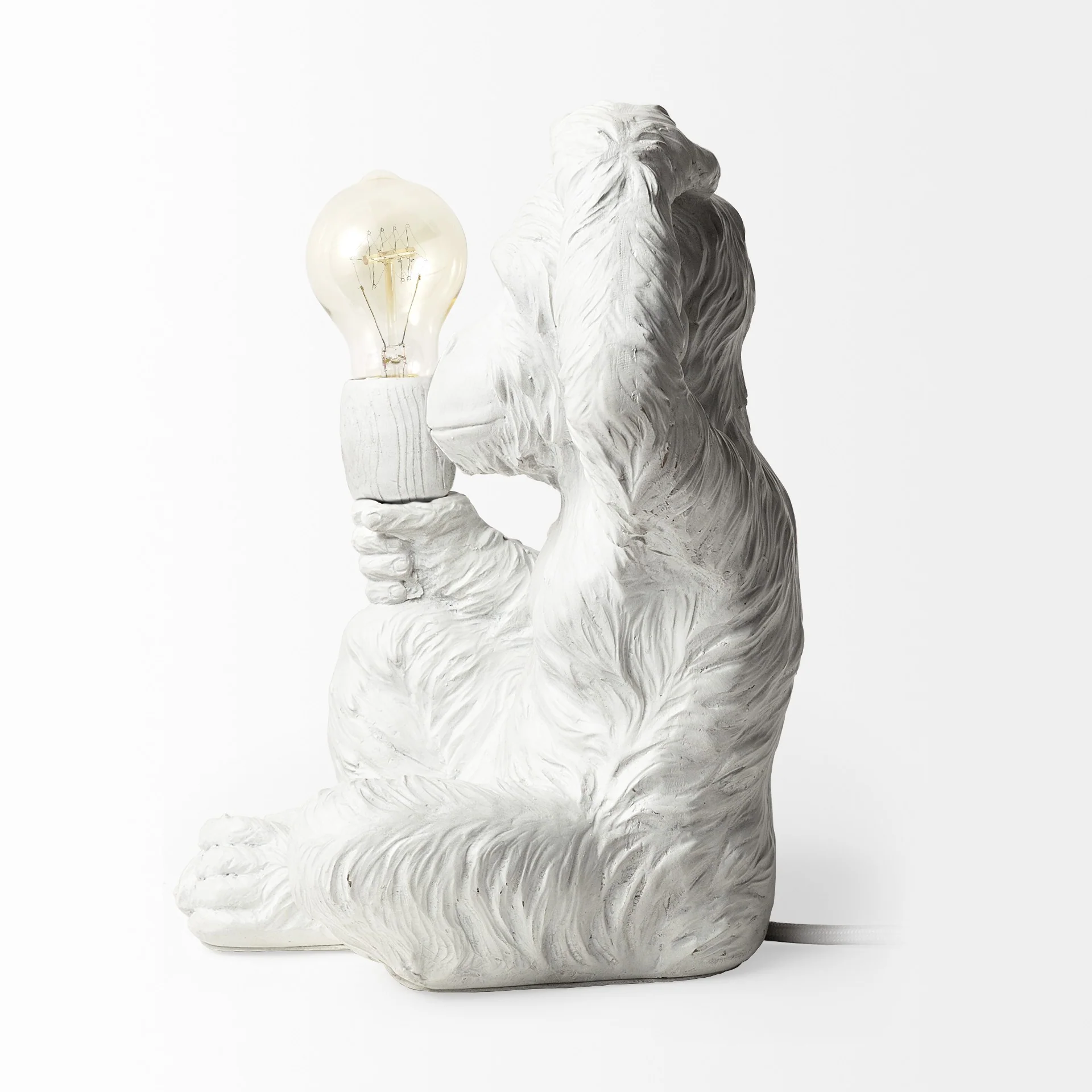 White Whimsical Monkey Table or Desk Lamp By Homeroots - Image 3