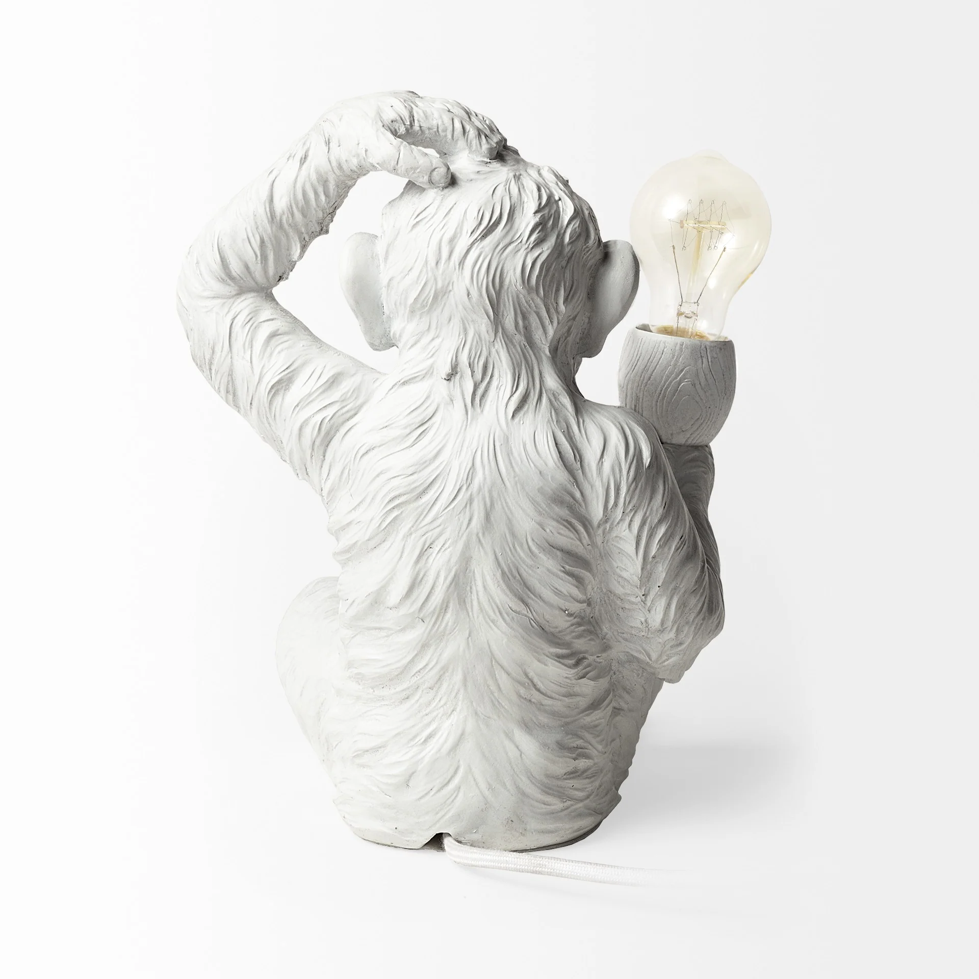 White Whimsical Monkey Table or Desk Lamp By Homeroots - Image 4