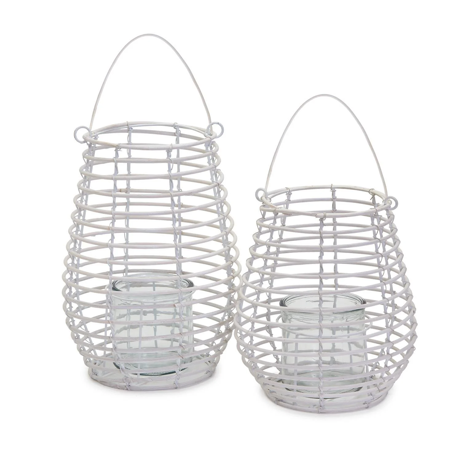 White Wire Lanterns Set Of 2 By Two's Company - Image 2
