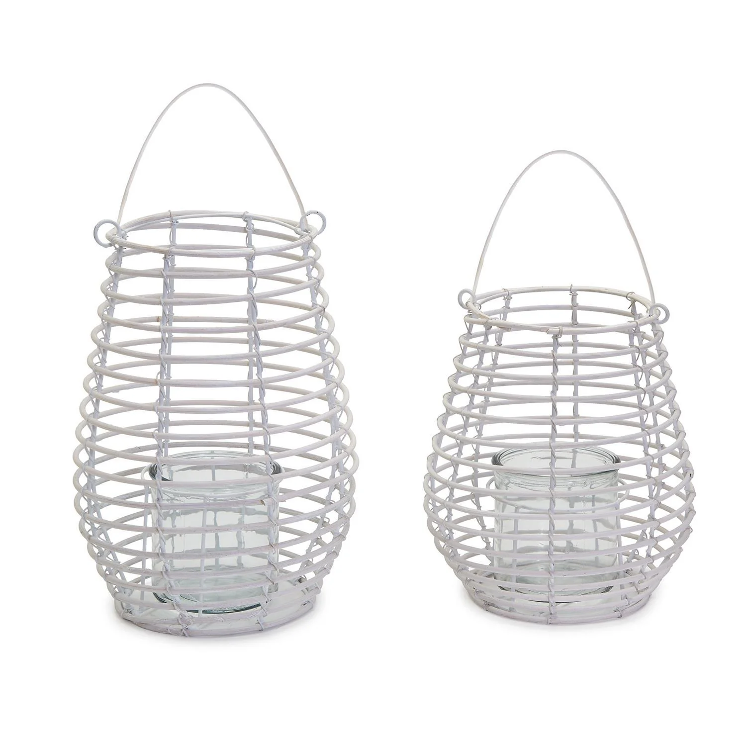 White Wire Lanterns Set Of 2 By Two's Company - Image 3