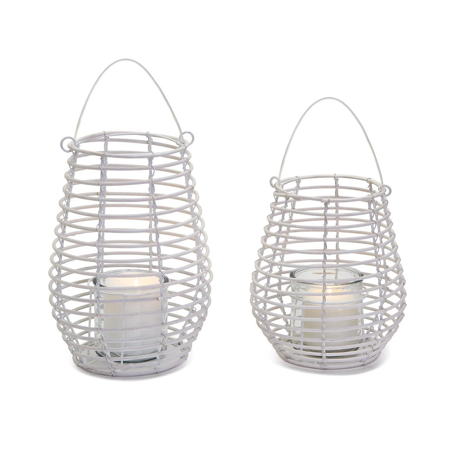 White Wire Lanterns Set Of 2 By Two's Company - Image 4