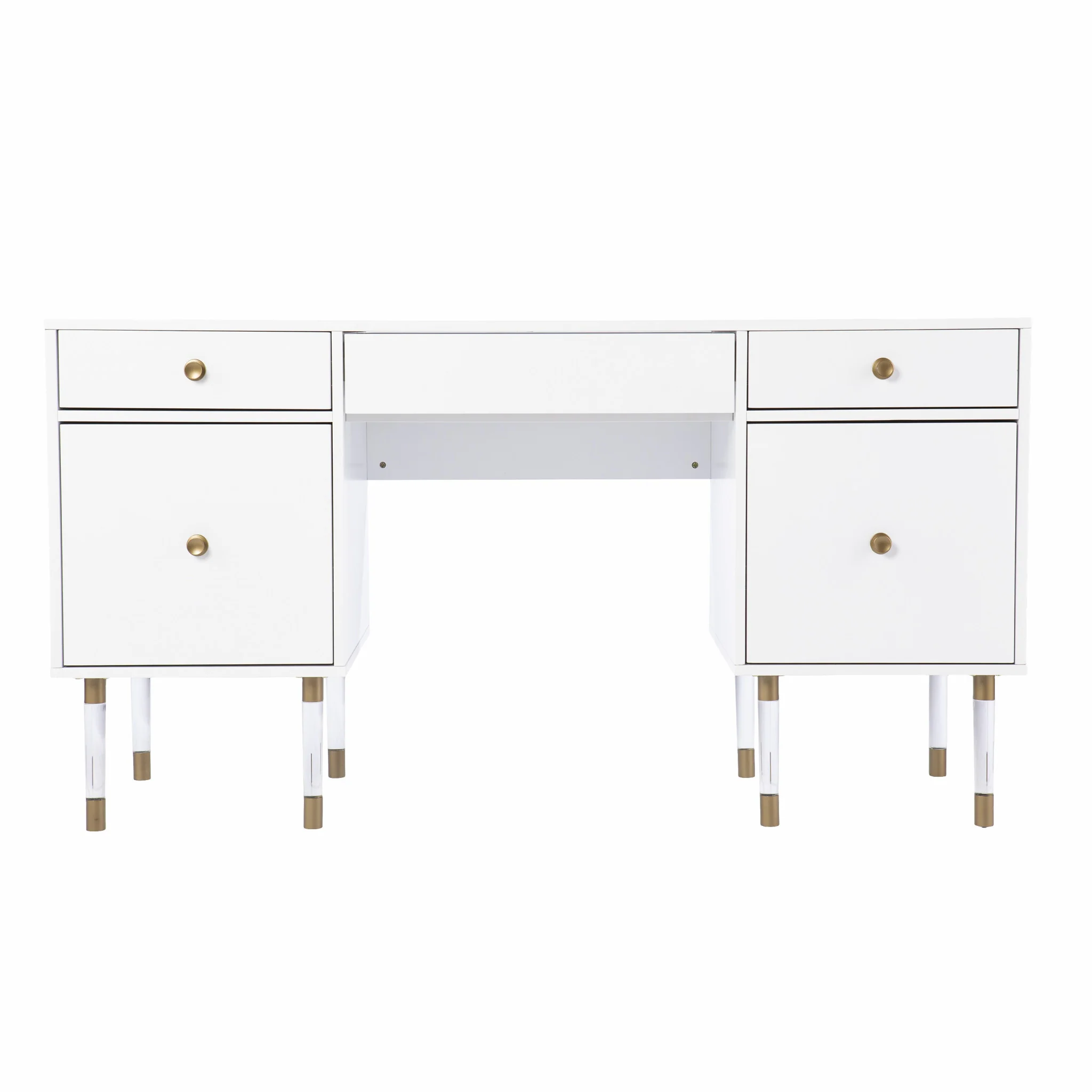 White Wood and Acrylic Writing Desk By Homeroots - Image 4