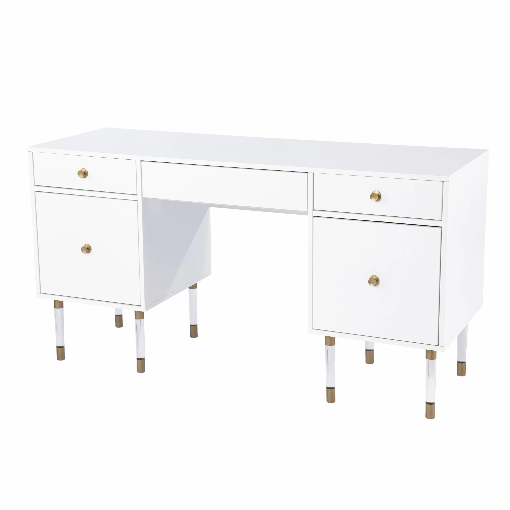 White Wood and Acrylic Writing Desk By Homeroots - Image 5