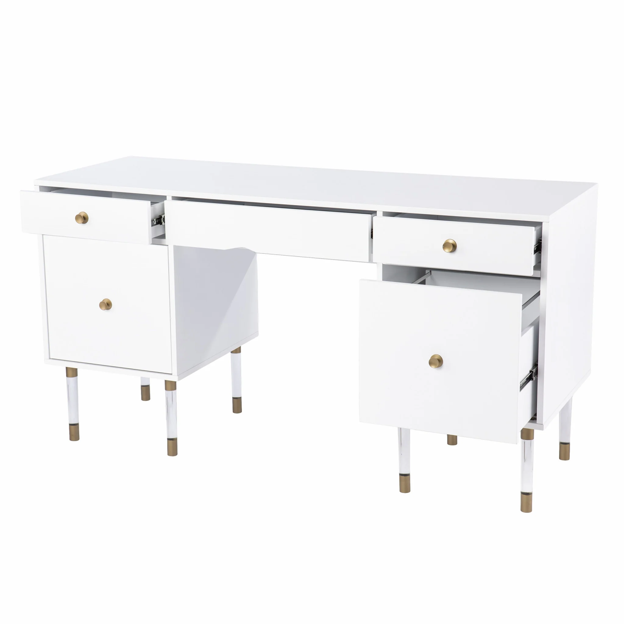 White Wood and Acrylic Writing Desk By Homeroots - Image 9