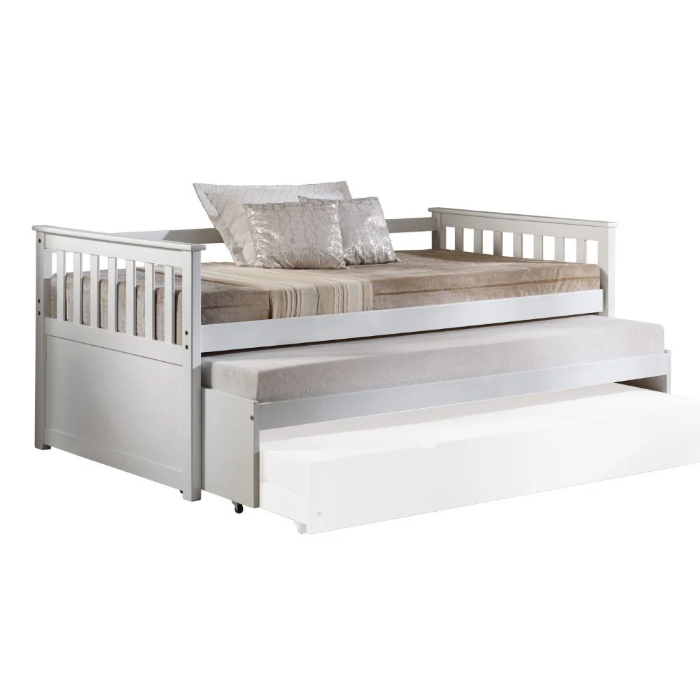 White Wood Daybed Pull-Out Bed By Homeroots - Image 2