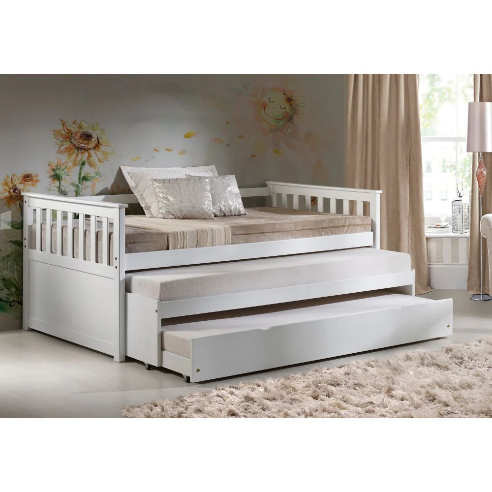 White Wood Daybed Pull-Out Bed By Homeroots - Image 4