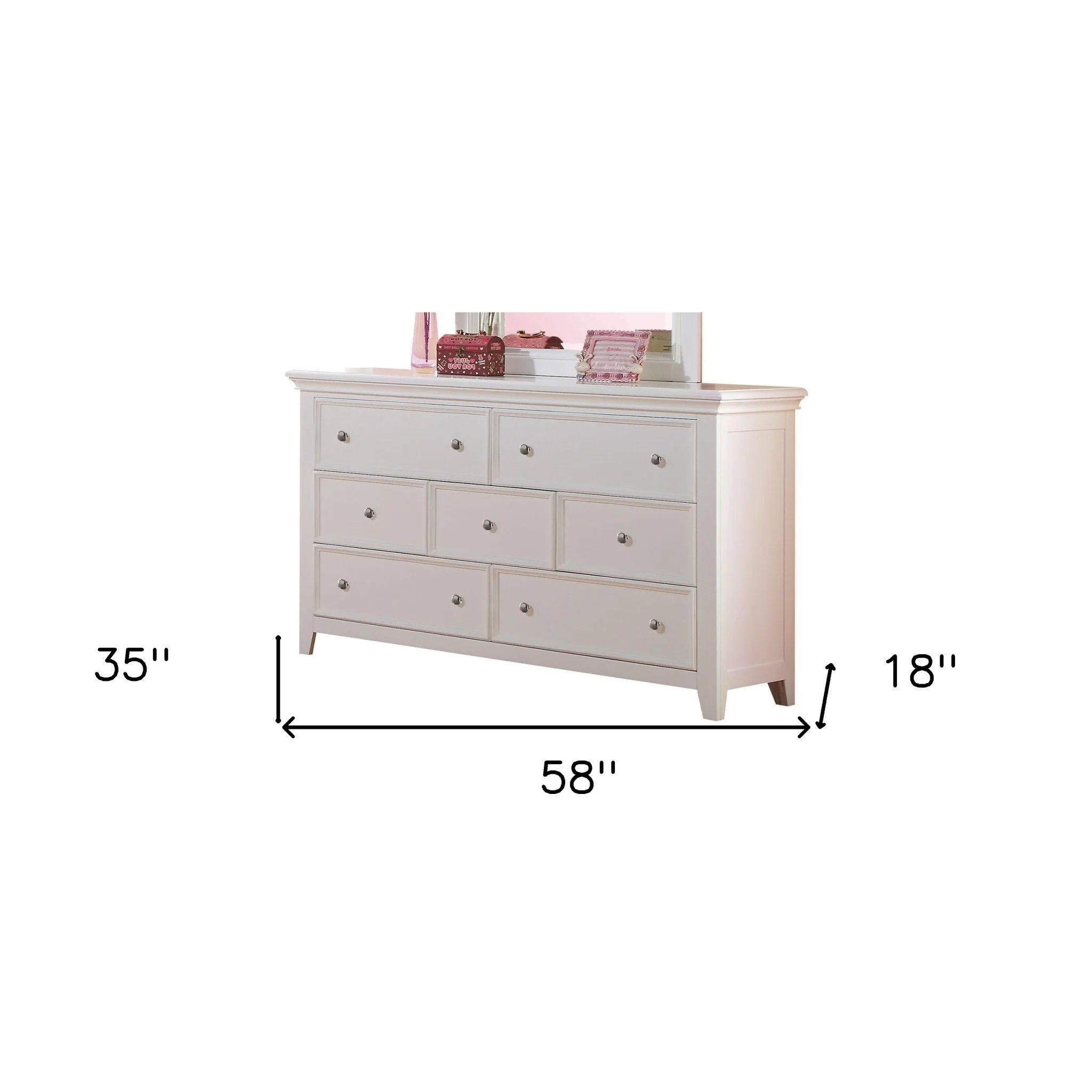 White Wood Dresser By Homeroots - Image 3