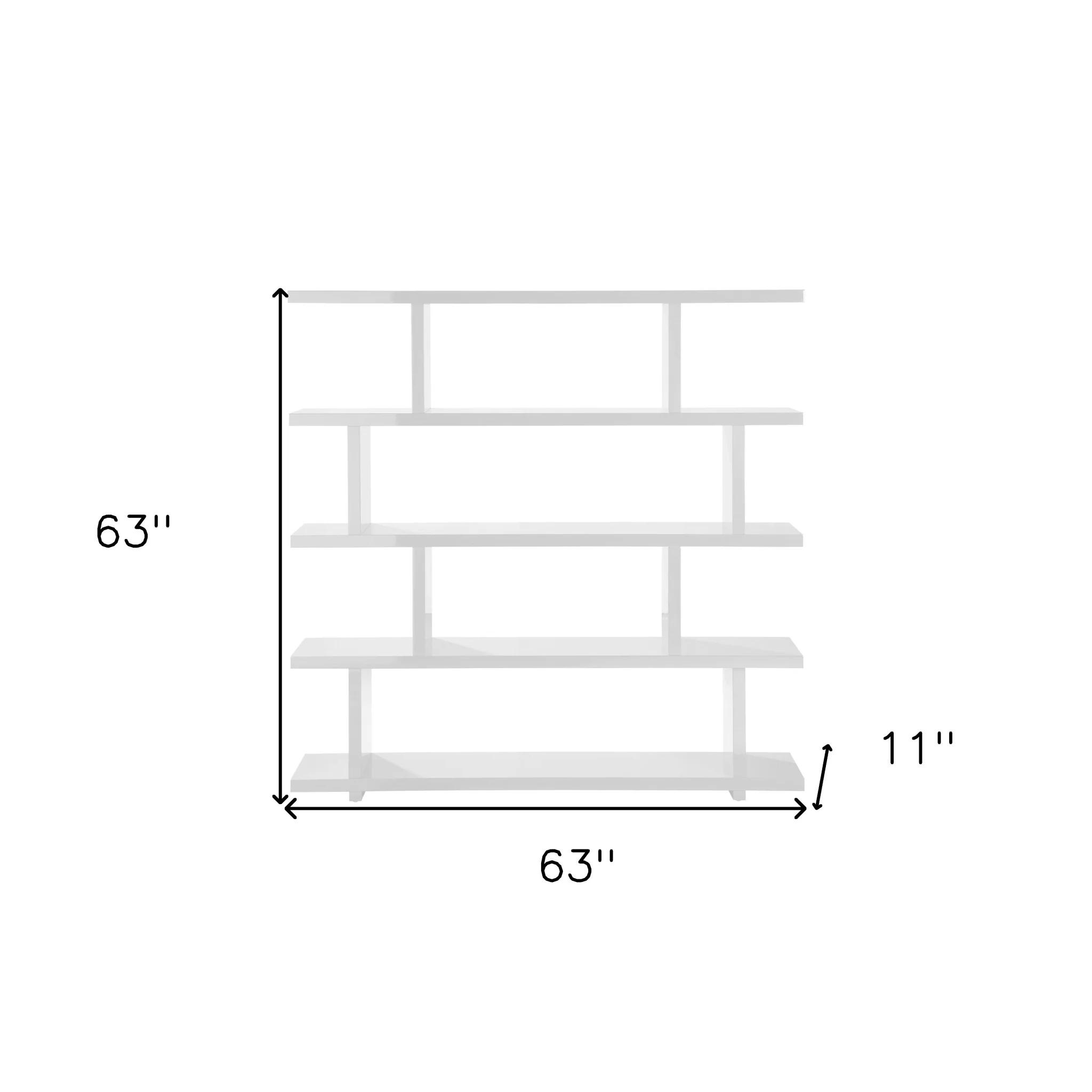 White Wood Five Tier Bookcase By Homeroots - Image 3