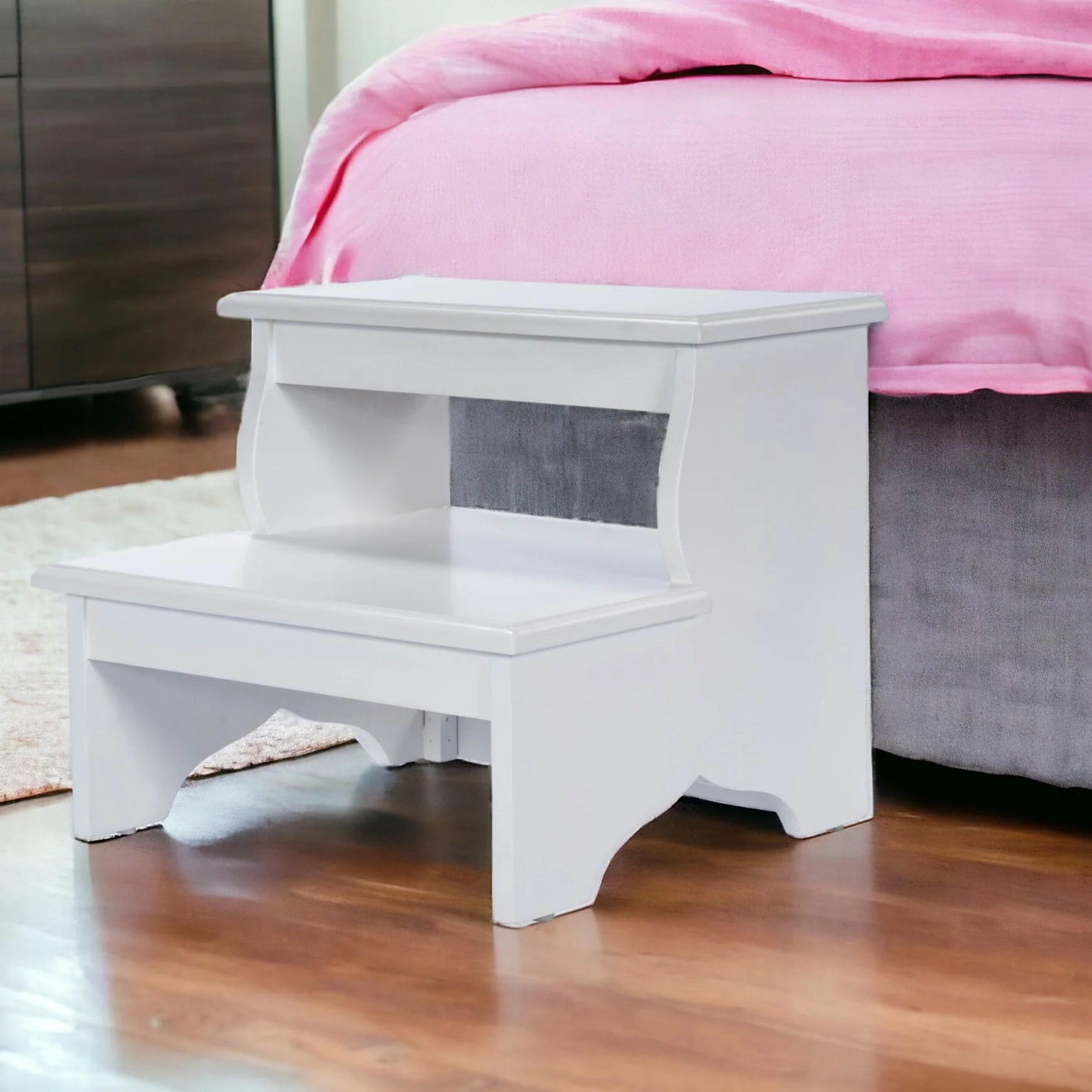 White Wood Footstool By Homeroots - Image 3