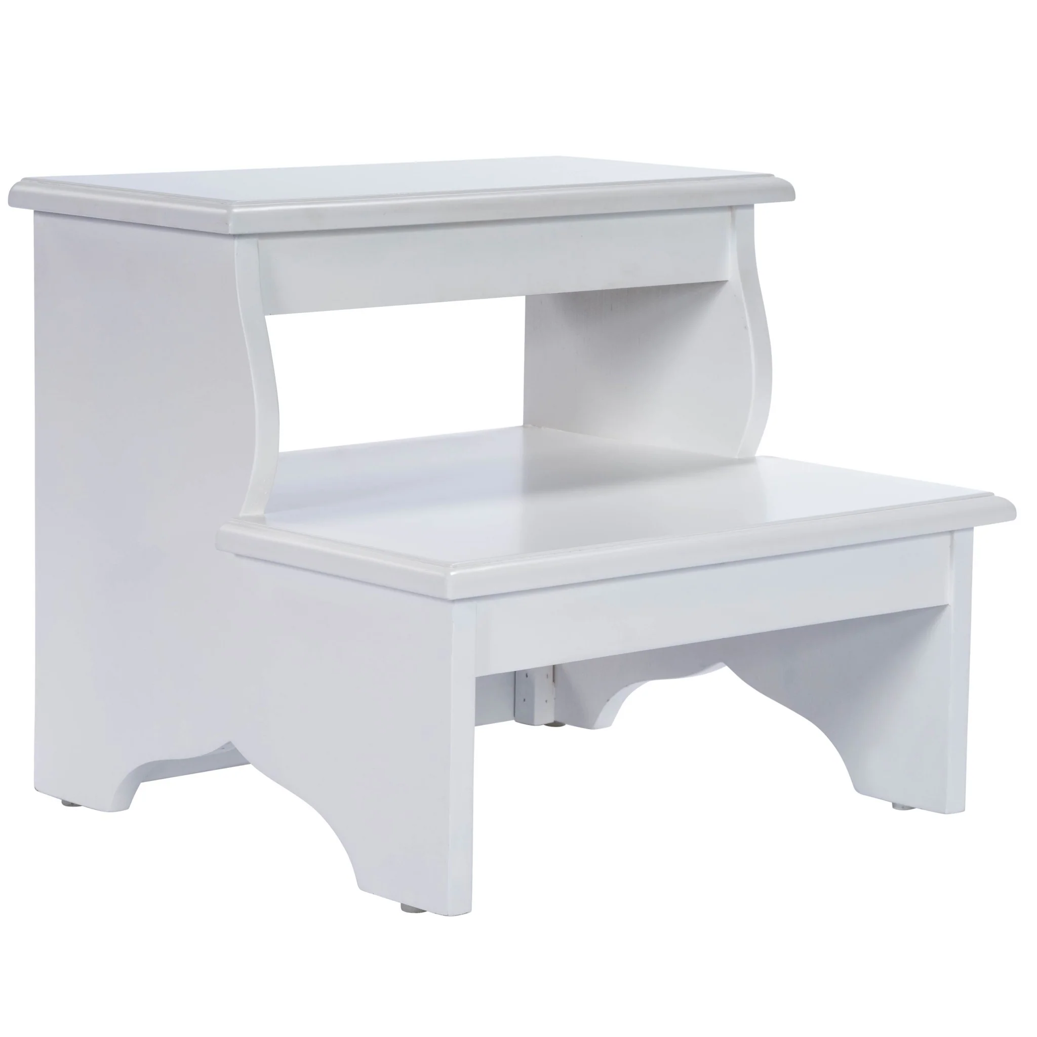 White Wood Footstool By Homeroots - Image 4