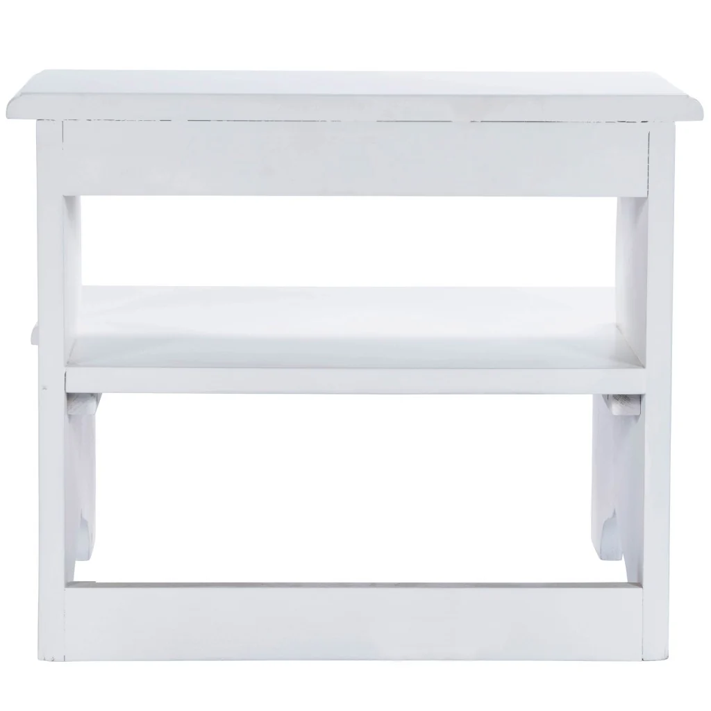 White Wood Footstool By Homeroots - Image 6