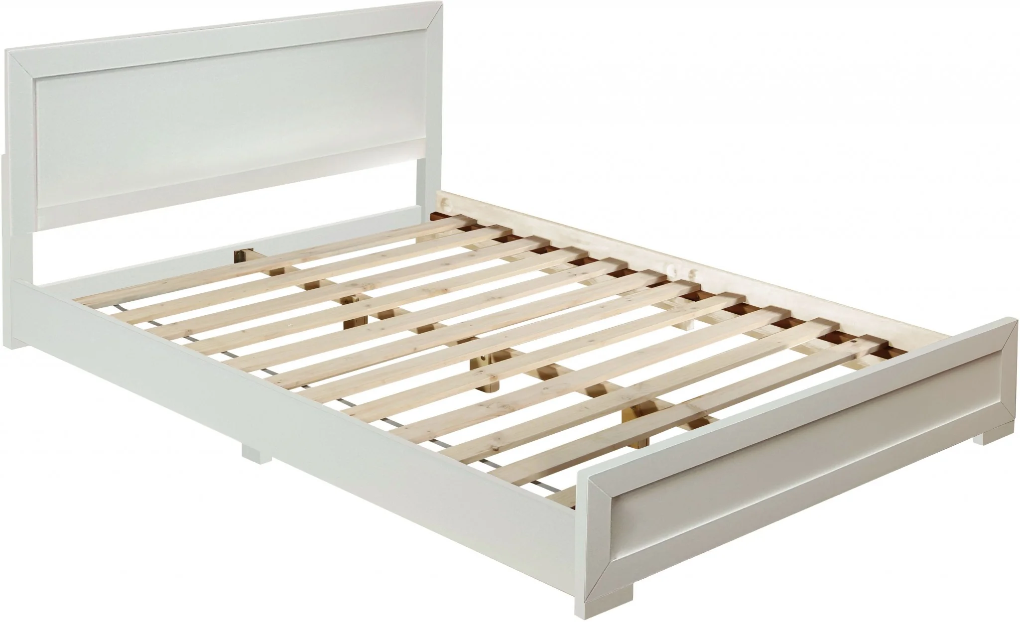 White Wood King Platform Bed By Homeroots - 397078 - Image 3