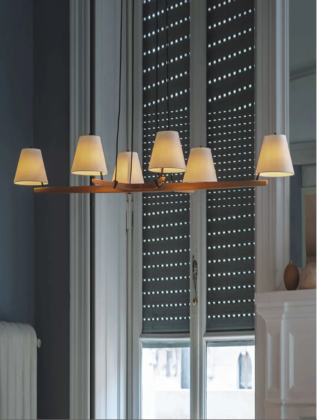 White Wood Pendant Lamp By Homeroots - Image 2