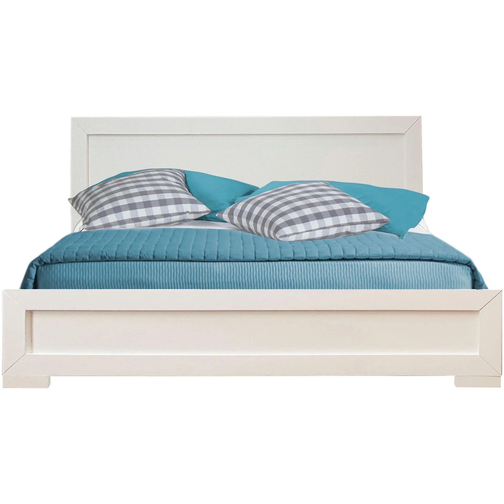 White Wood Queen Platform Bed By Homeroots - 397077 - Image 2