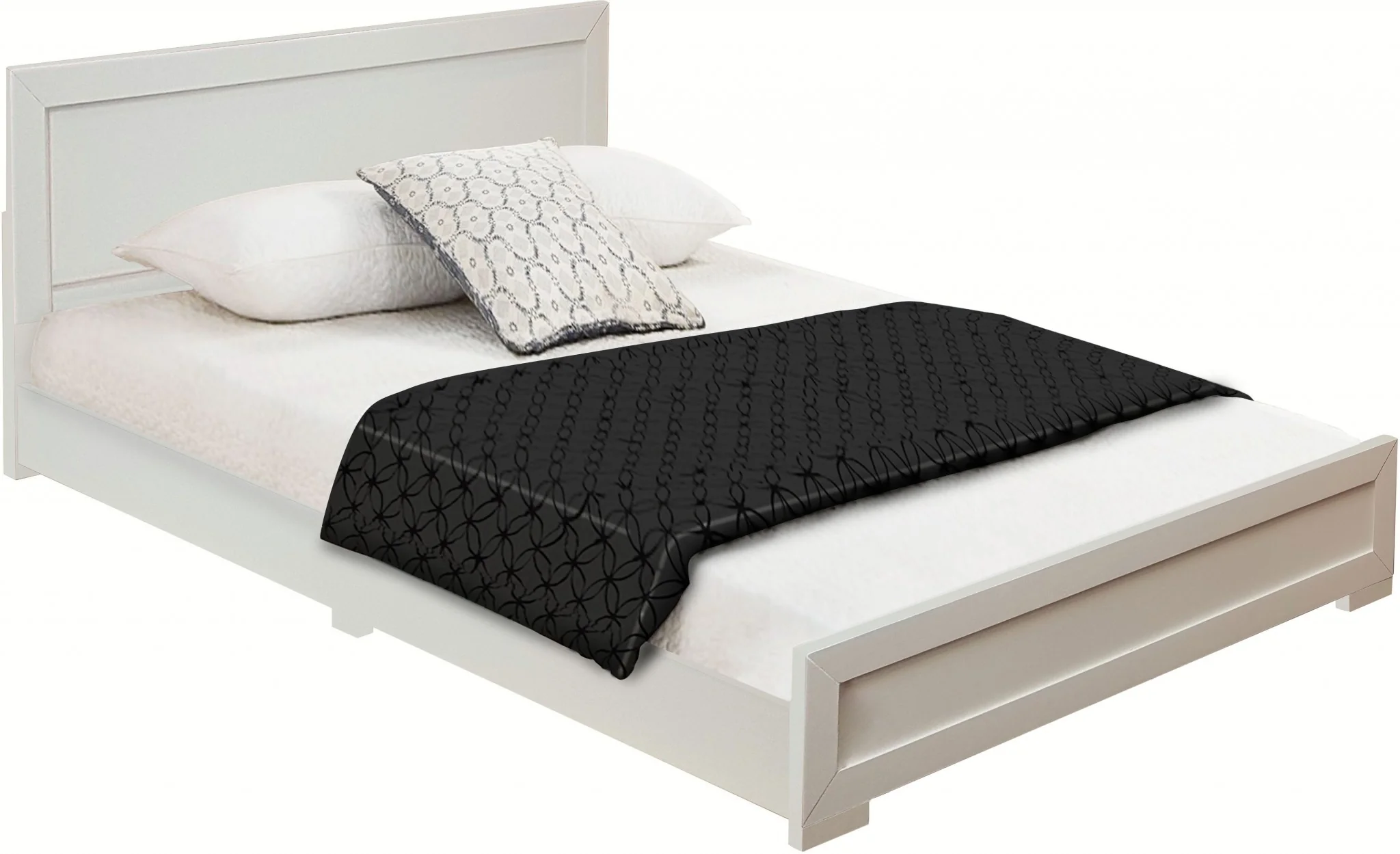 White Wood Queen Platform Bed By Homeroots - 397109 - Image 3