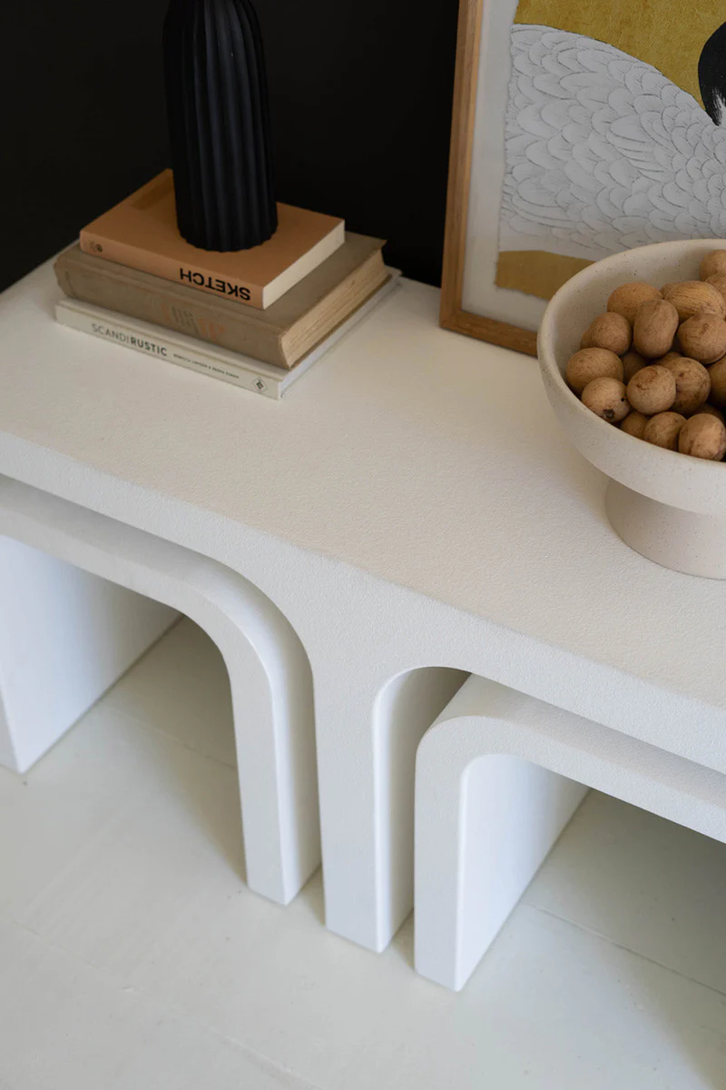 White Wood Rectangle Coffee Table W Nesting Accent Tables By Kalalou - Image 8