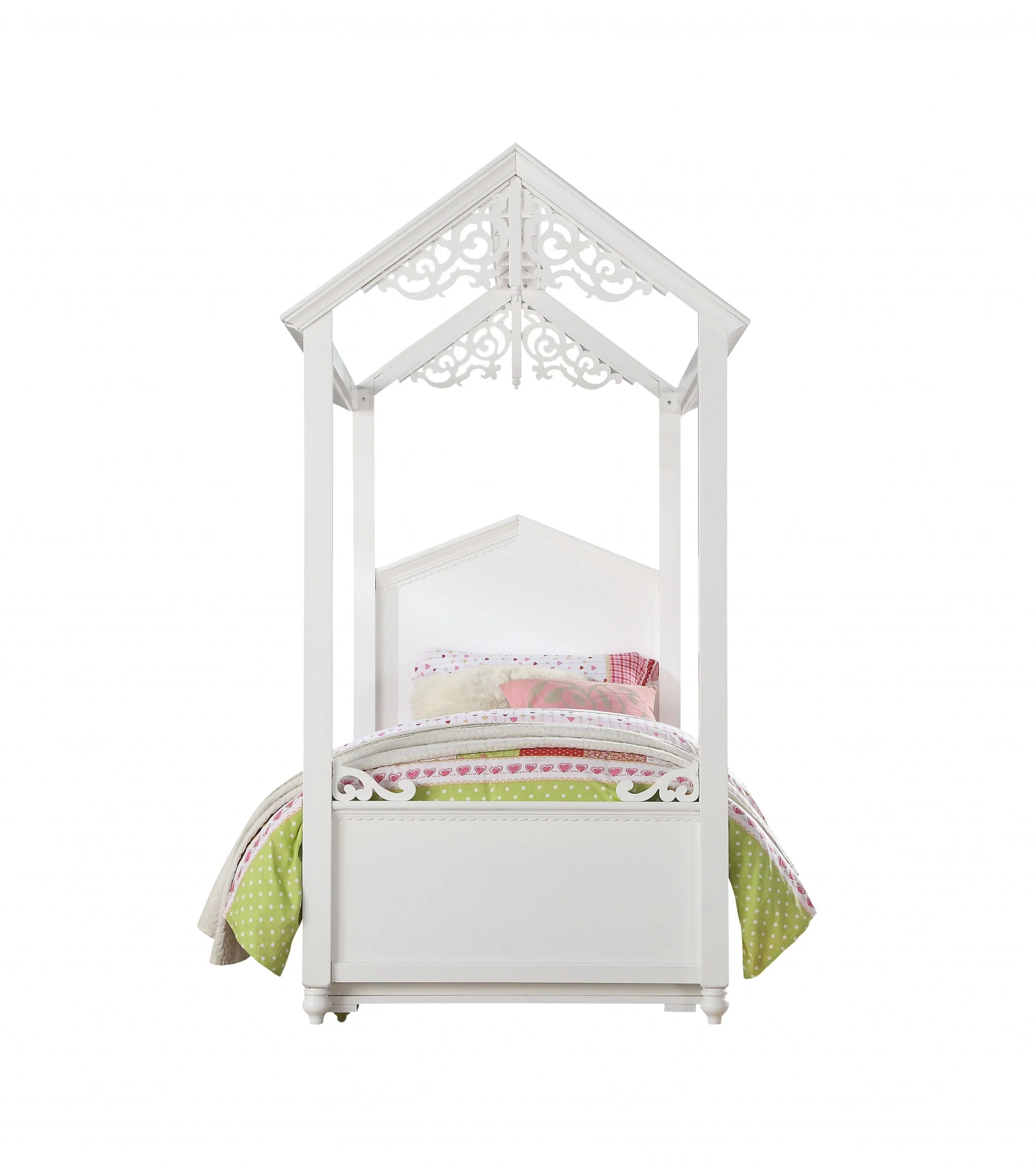 White Wood Twin Bed By Homeroots - Image 3