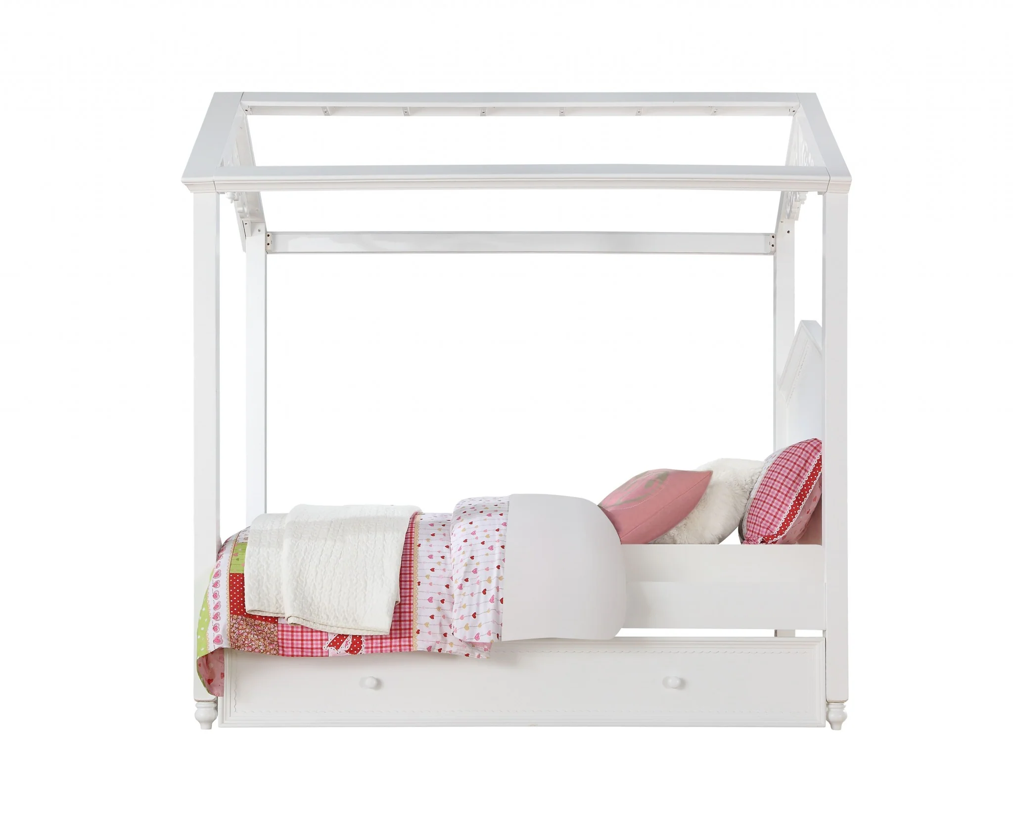 White Wood Twin Bed By Homeroots - Image 4