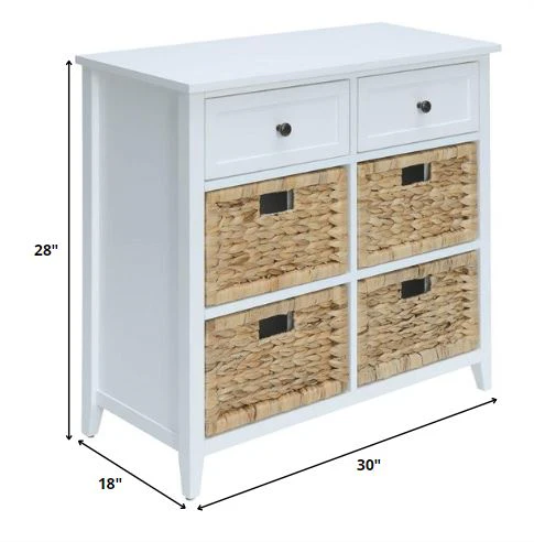White Wood Veneer 6 Drawers Accent Chest By Homeroots - Image 3