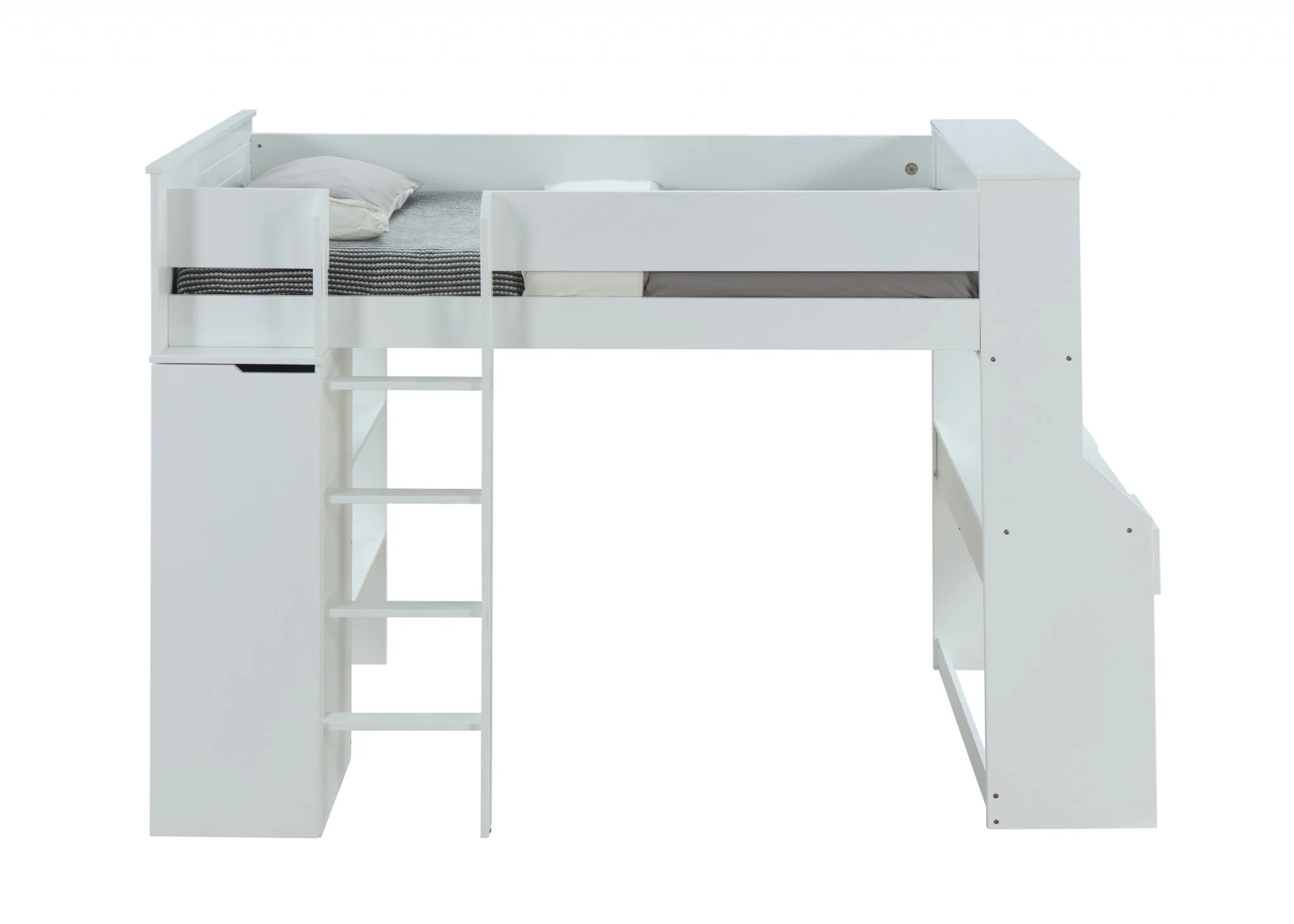 White Wood Veneer Laminated Loft Bed By Homeroots - Image 2