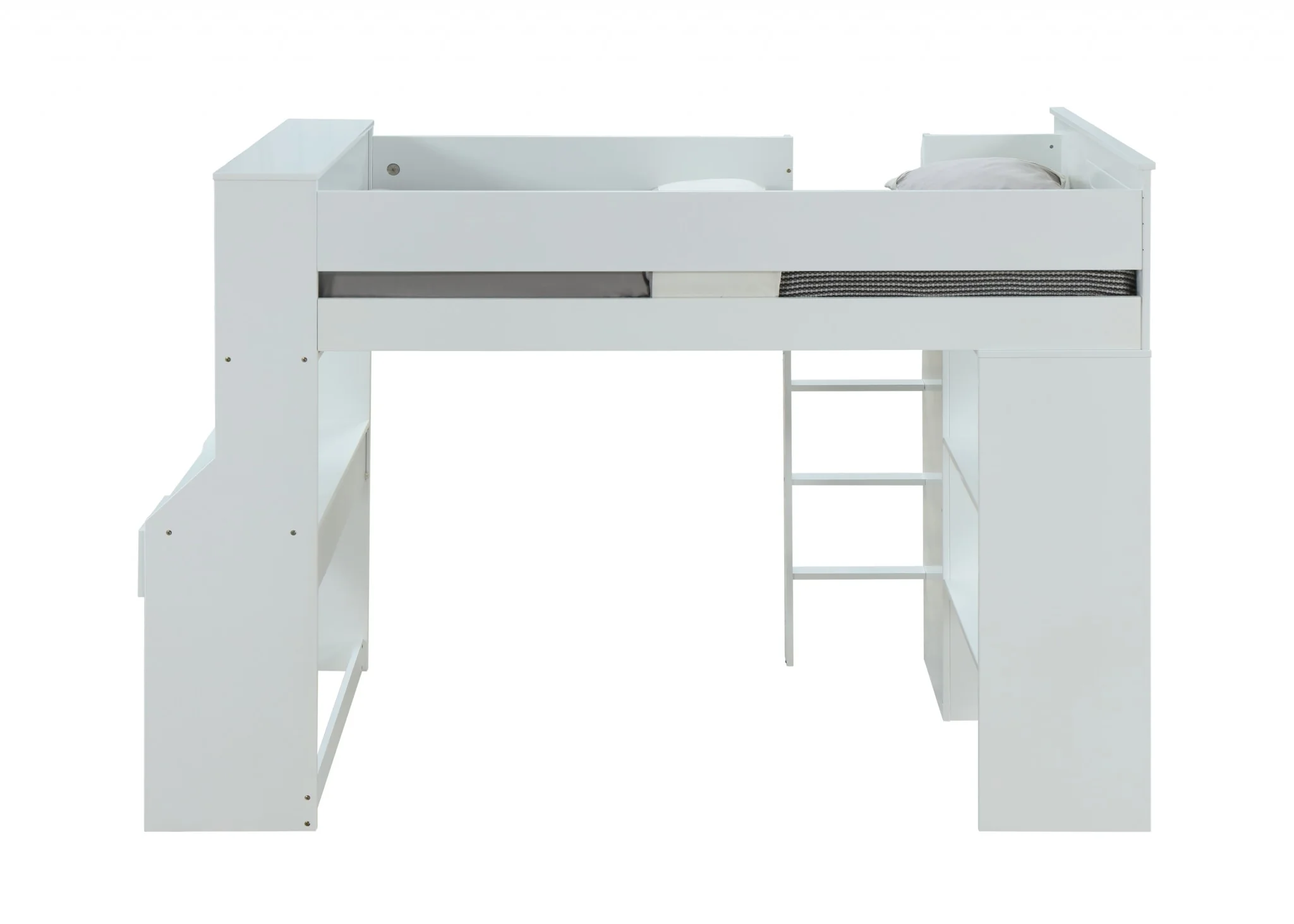 White Wood Veneer Laminated Loft Bed By Homeroots - Image 3