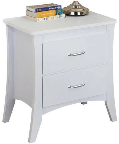 White Wooden 2 Drawer Nightstand By Homeroots - Image 2