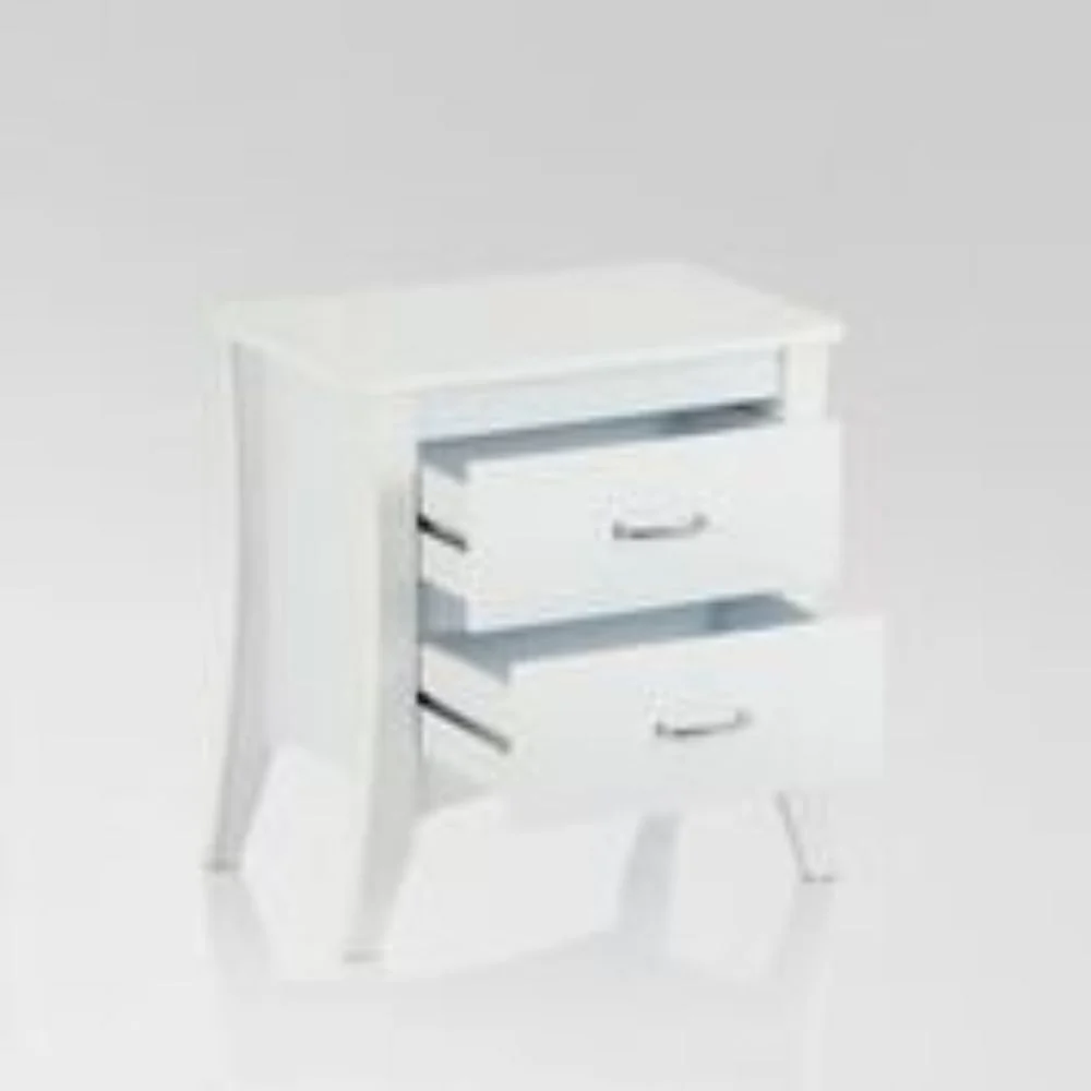 White Wooden 2 Drawer Nightstand By Homeroots - Image 3