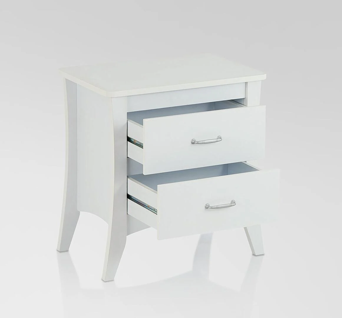 White Wooden 2 Drawer Nightstand By Homeroots - Image 4