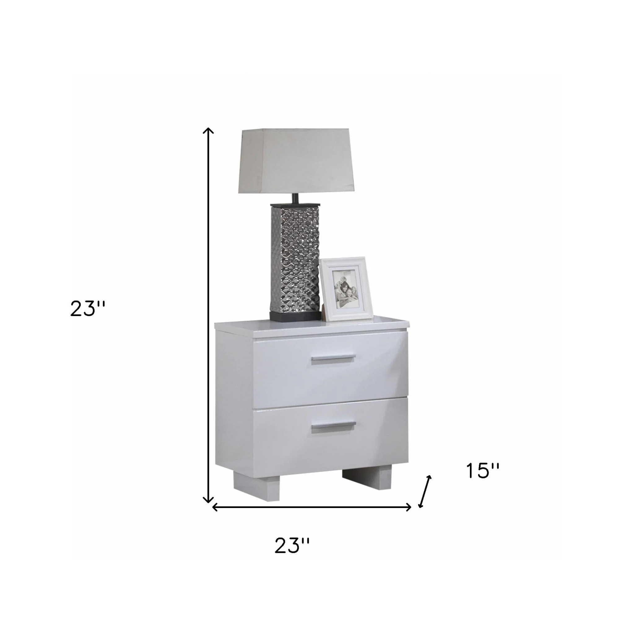 White Wooden Leg Nightstand By Homeroots - Image 4