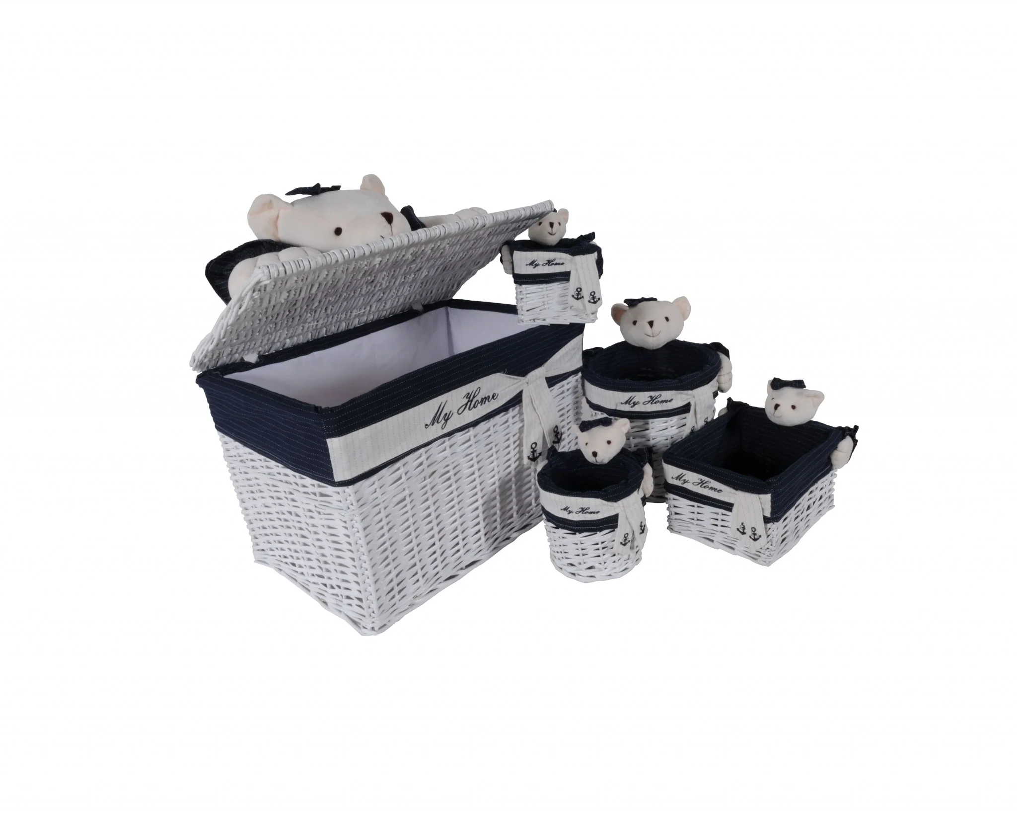 Whitebluerectangularbear Design Basket Set Of By Homeroots - Image 2