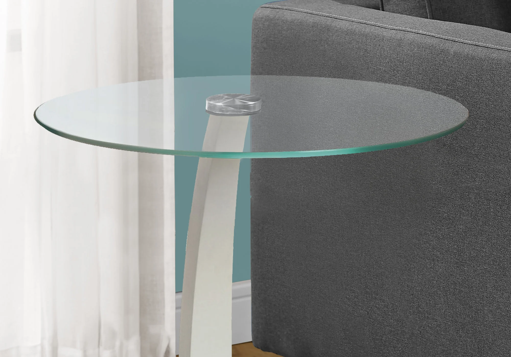 WhiteClear Particle Board Tempered Glass Accent Table By Homeroots - Image 2