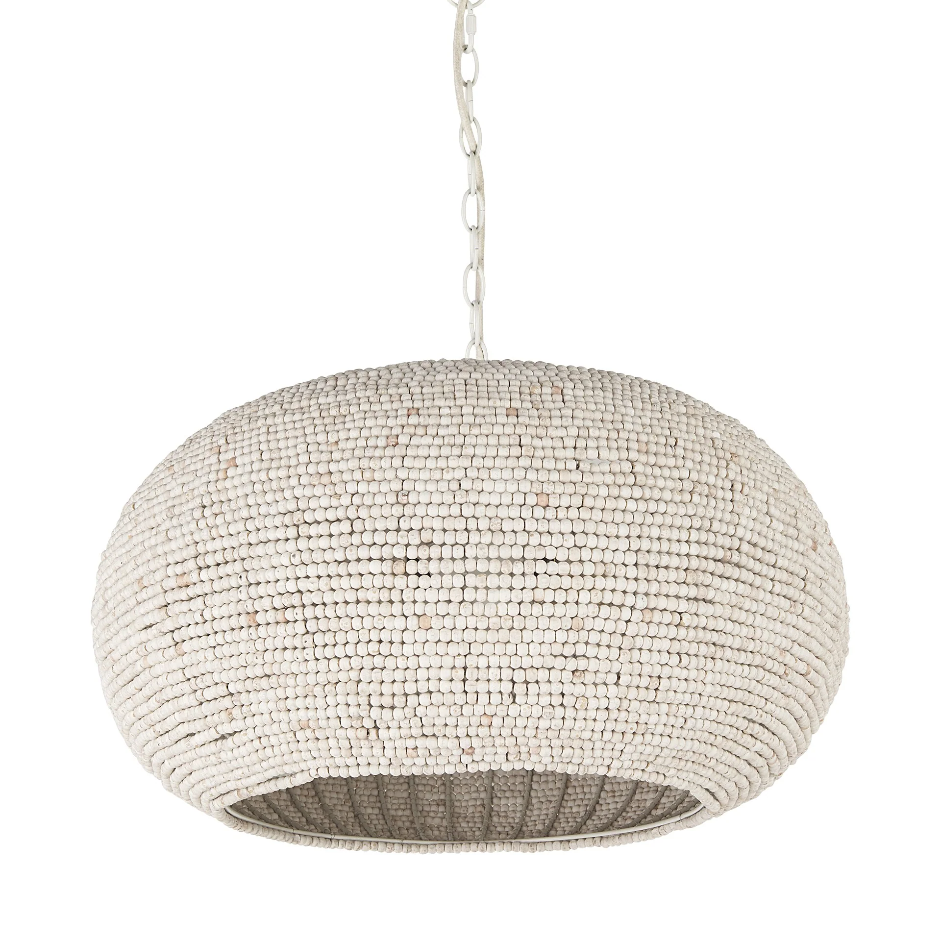 Whitewash Beaded Hanging Chandelier By Homeroots - Image 2