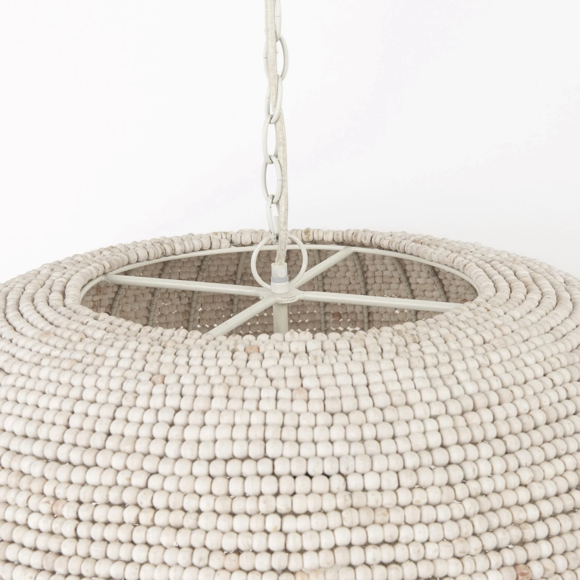 Whitewash Beaded Hanging Chandelier By Homeroots - Image 5