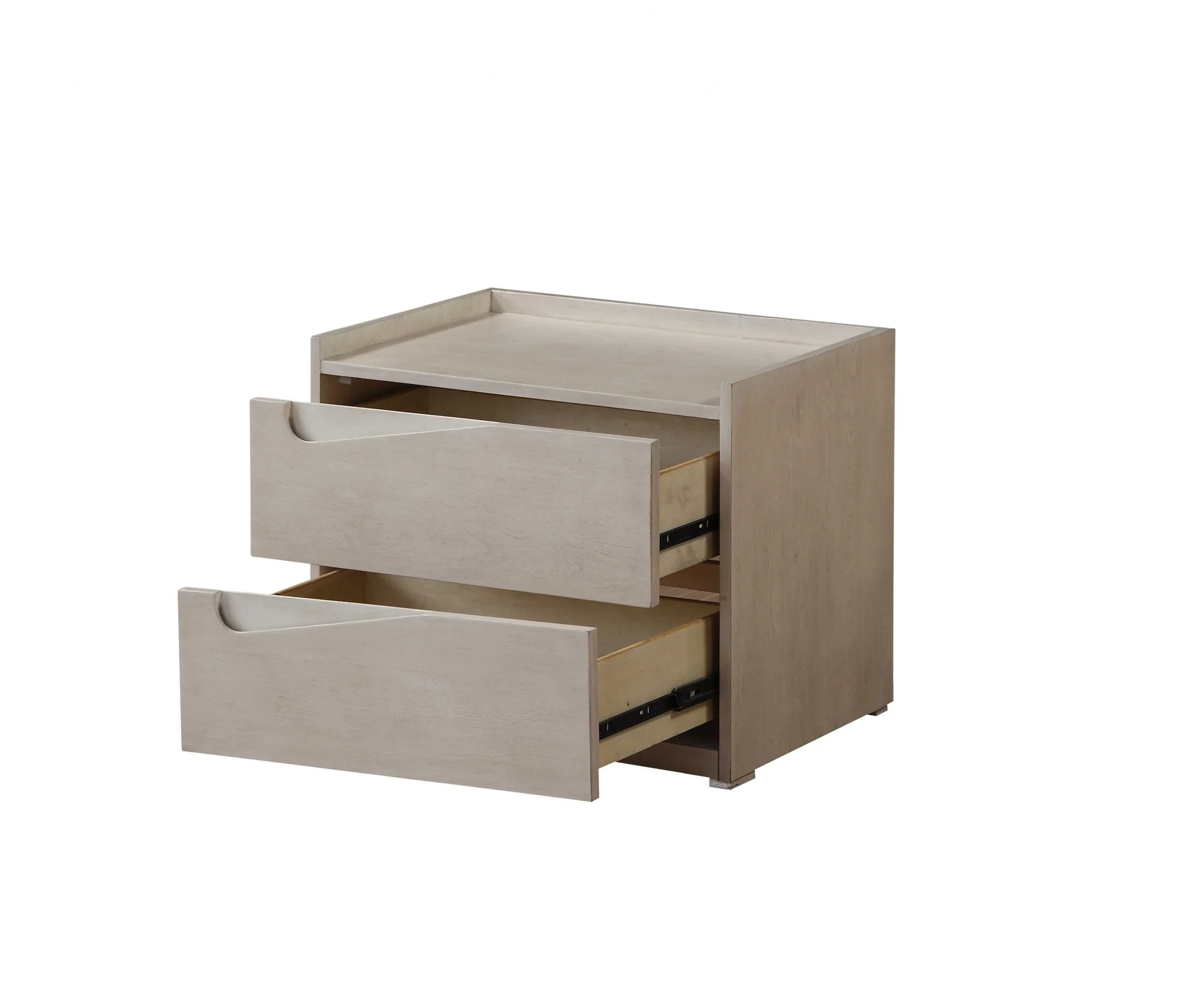 Whitewashed Wood Nightstand By Homeroots - Image 2