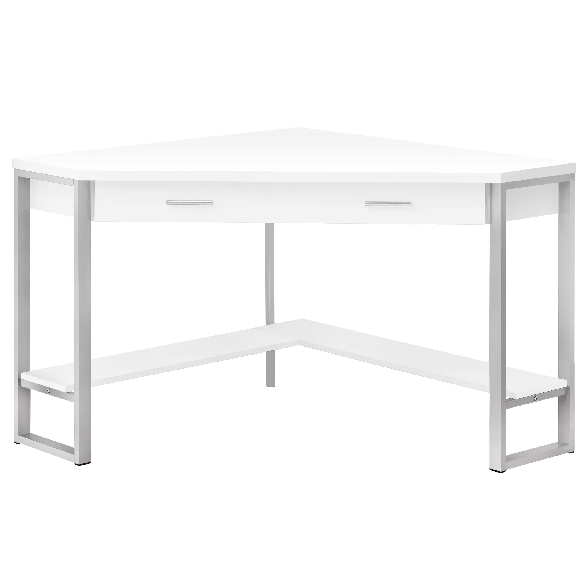 White with Silver Metal Computer Desk By Homeroots - Image 2