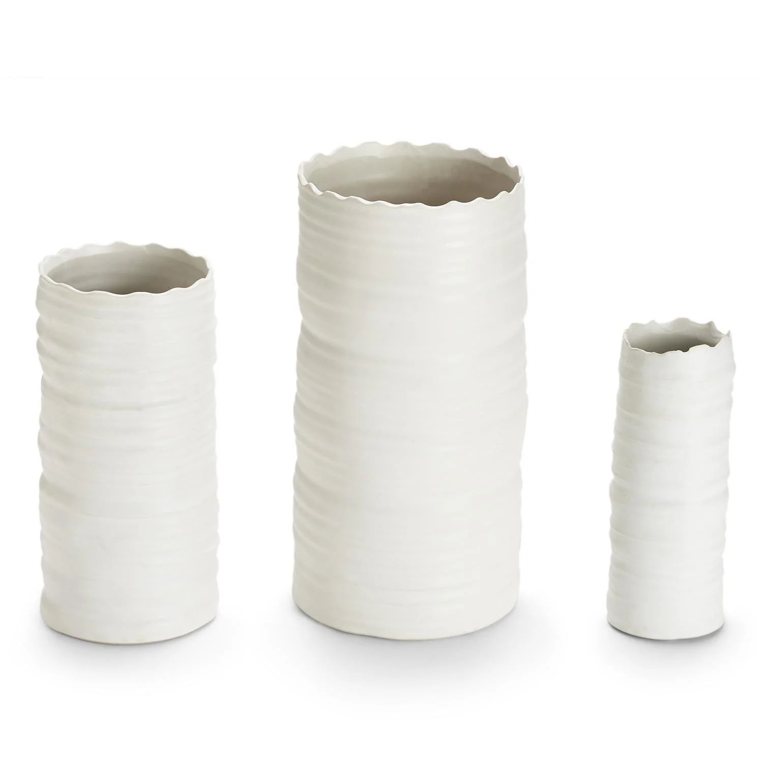 White Organic Cylinder Vase Set Of 9 By Two's Company - Image 2