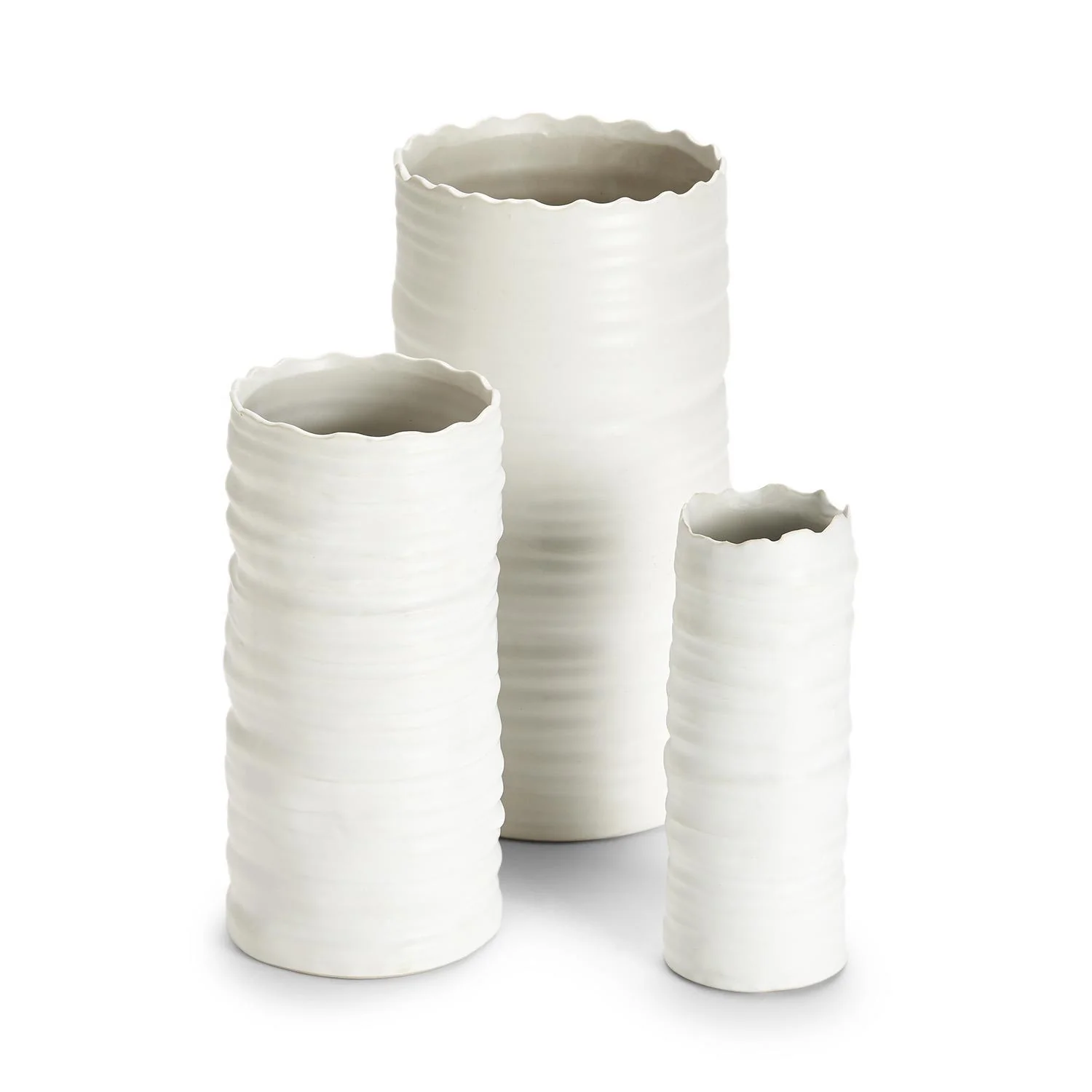 White Organic Cylinder Vase Set Of 9 By Two's Company - Image 3