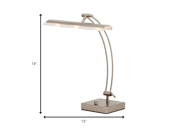 Wide Angle Adjustable Brushed Steel Metal LED Desk Lamp By Homeroots - Image 6