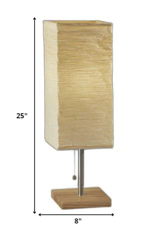 Wildside Paper Shade with Natural Wood Table Lamp By Homeroots - Image 4