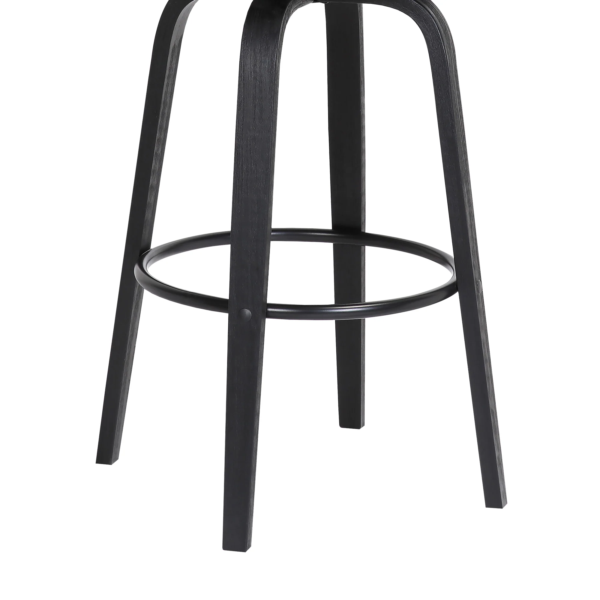 Willow 25.5" Swivel Black Wood Counter Stool in Grey Faux Leather with Black Metal By Armen Living - Image 8